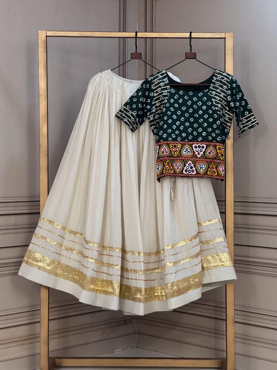Navratri Lehenga Choli with Bandhej Print Blouse