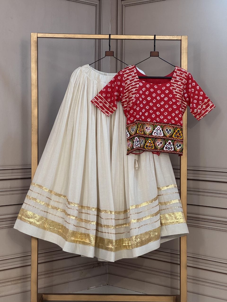 Navratri Lehenga Choli with Bandhej Print Blouse