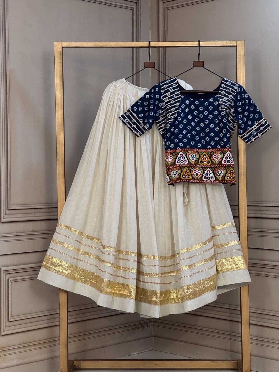Navratri Lehenga Choli with Bandhej Print Blouse