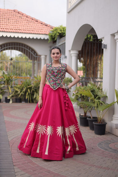 Designer Purple Roman Lehenga with Kutchi Gamthi Embroidered Blouse