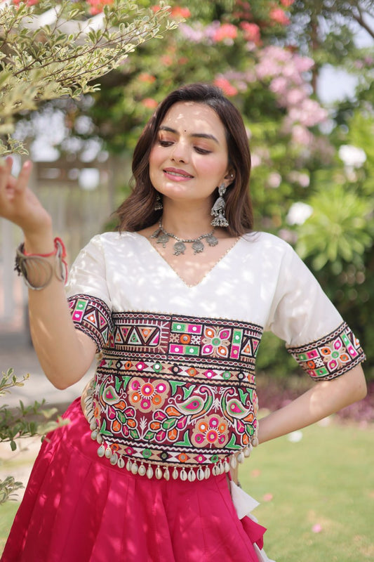 Kutchi Gamthi Embroidered Roman Silk Navratri Blouse