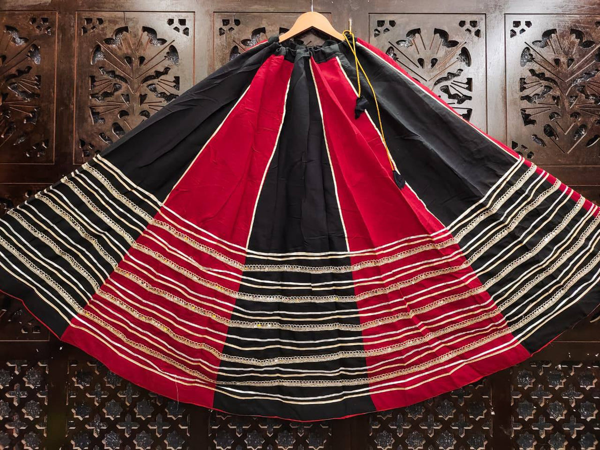 Heavy Roman Silk Double Color Kali Lehenga with Lace Work