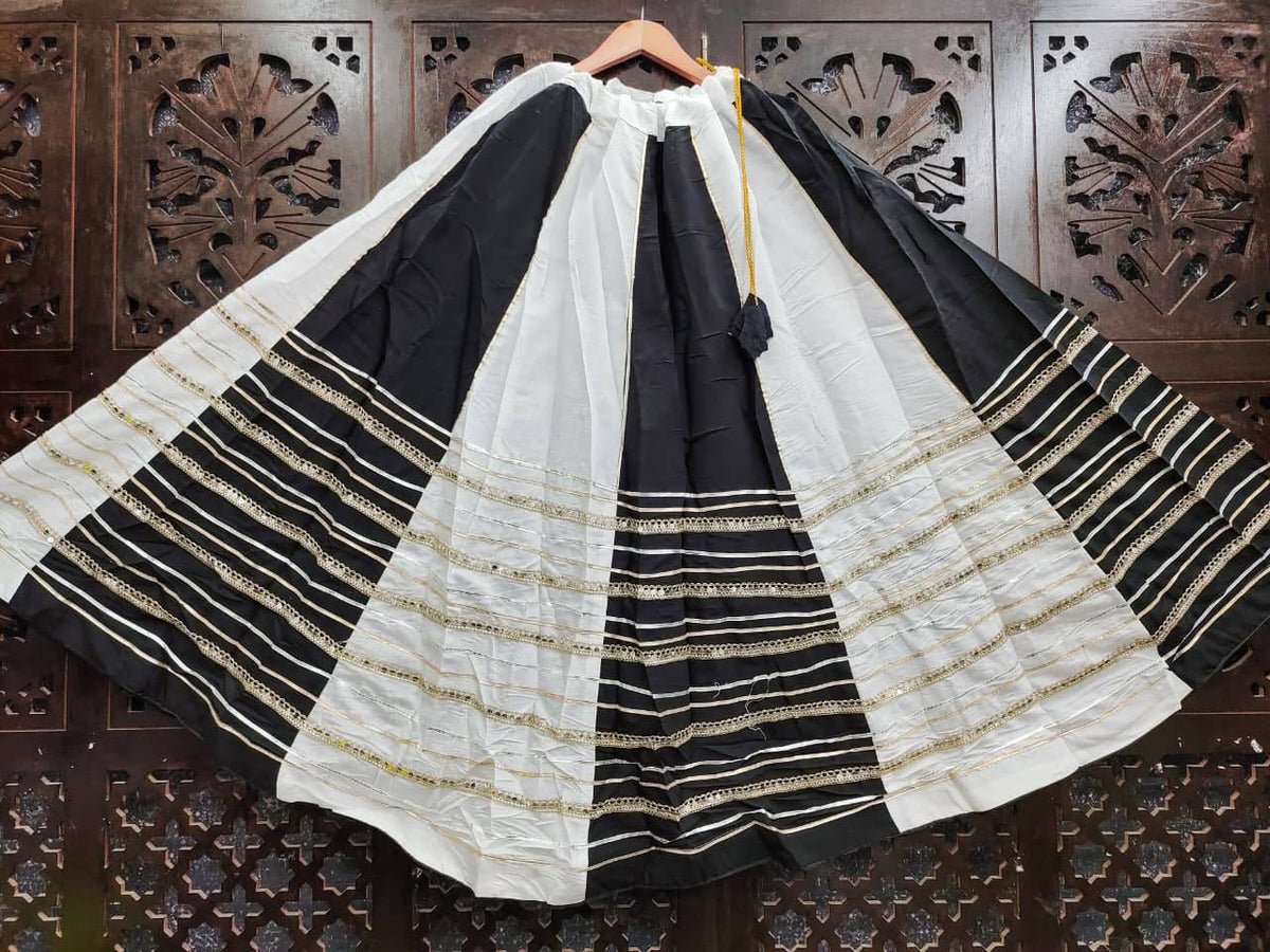 Heavy Roman Silk Double Color Kali Lehenga with Lace Work