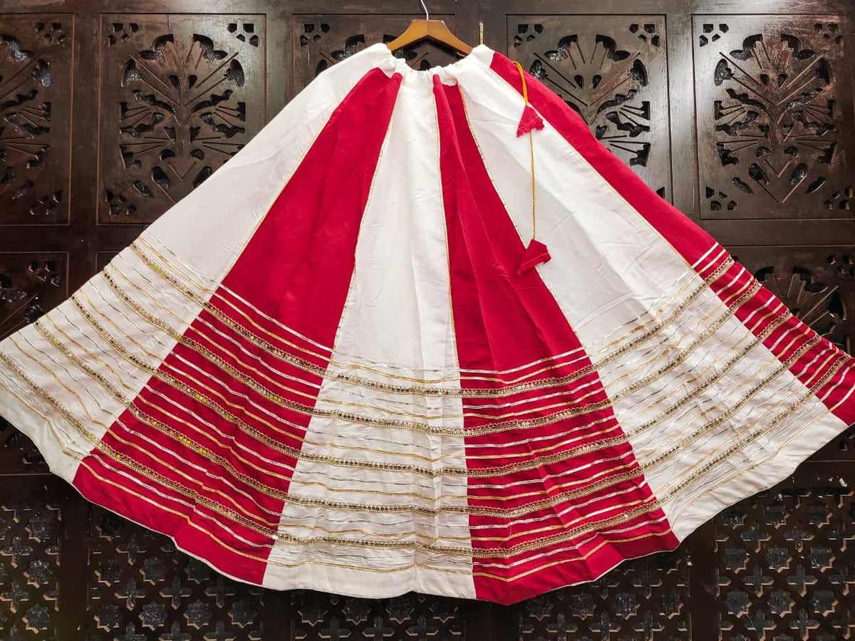 Heavy Roman Silk Double Color Kali Lehenga with Lace Work